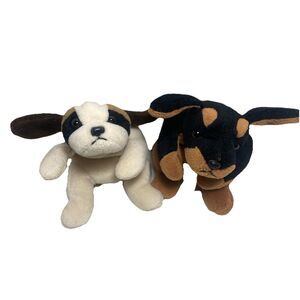 Ty Beanie Babies Doby and Bernie Beanbag Plush VTG  2pc Lot Dog Puppy